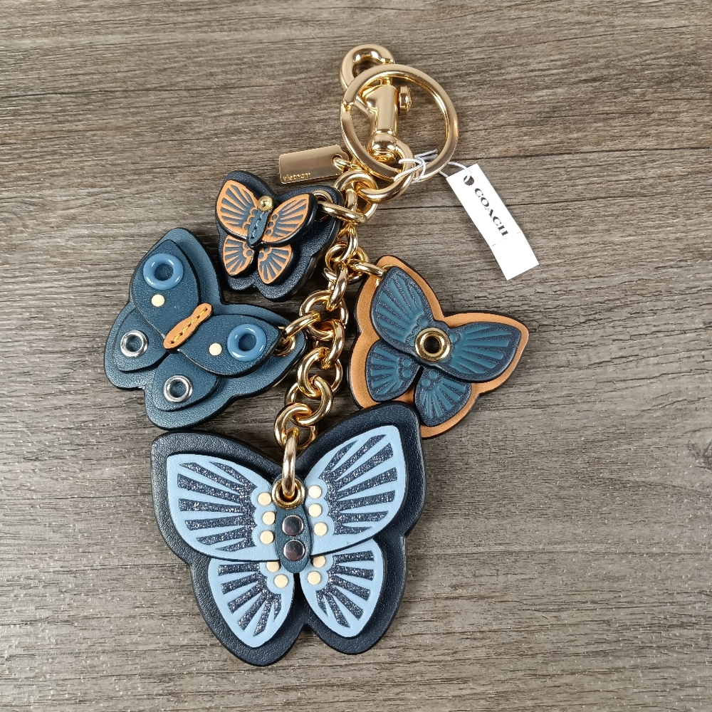 Coach - Butterfly Cluster Bag Charm - Denim Multi / Gold